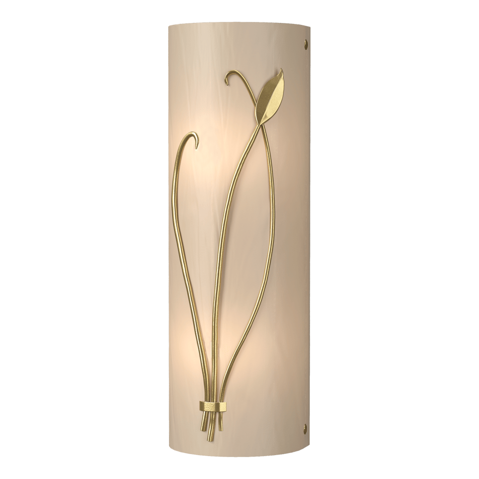 Hubbardton Forge 205770 Forged Leaf and Stem Sconce - Dimmable Wall Light with Art Glass Shade