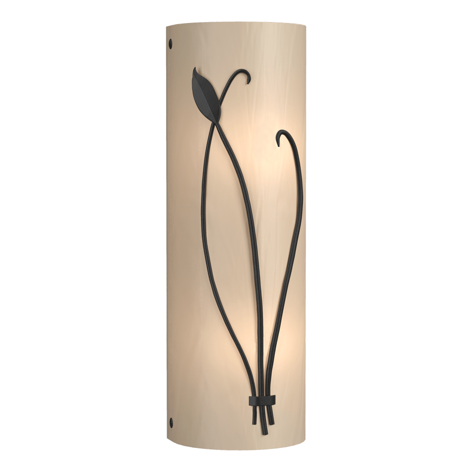 Hubbardton Forge 205770 Forged Leaf and Stem Sconce - Dimmable Wall Light with Art Glass Shade