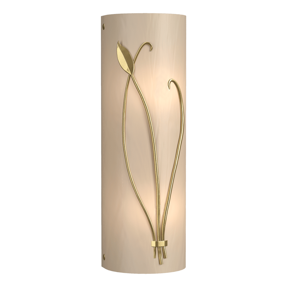 Hubbardton Forge 205770 Forged Leaf and Stem Sconce - Dimmable Wall Light with Art Glass Shade