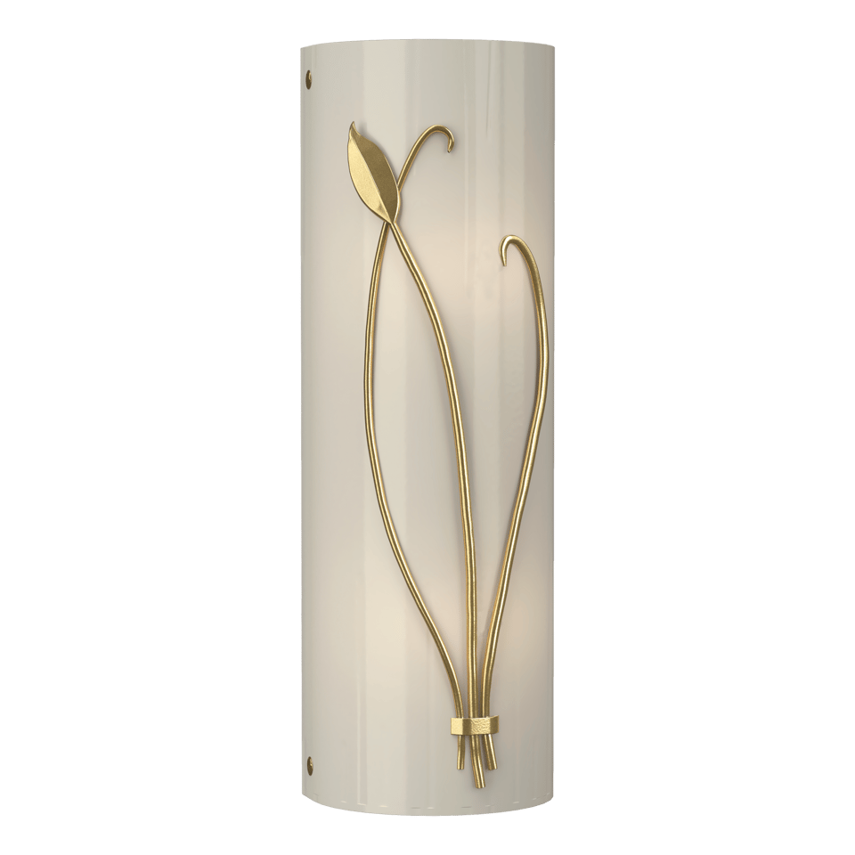 Hubbardton Forge 205770 Forged Leaf and Stem Sconce - Dimmable Wall Light with Art Glass Shade