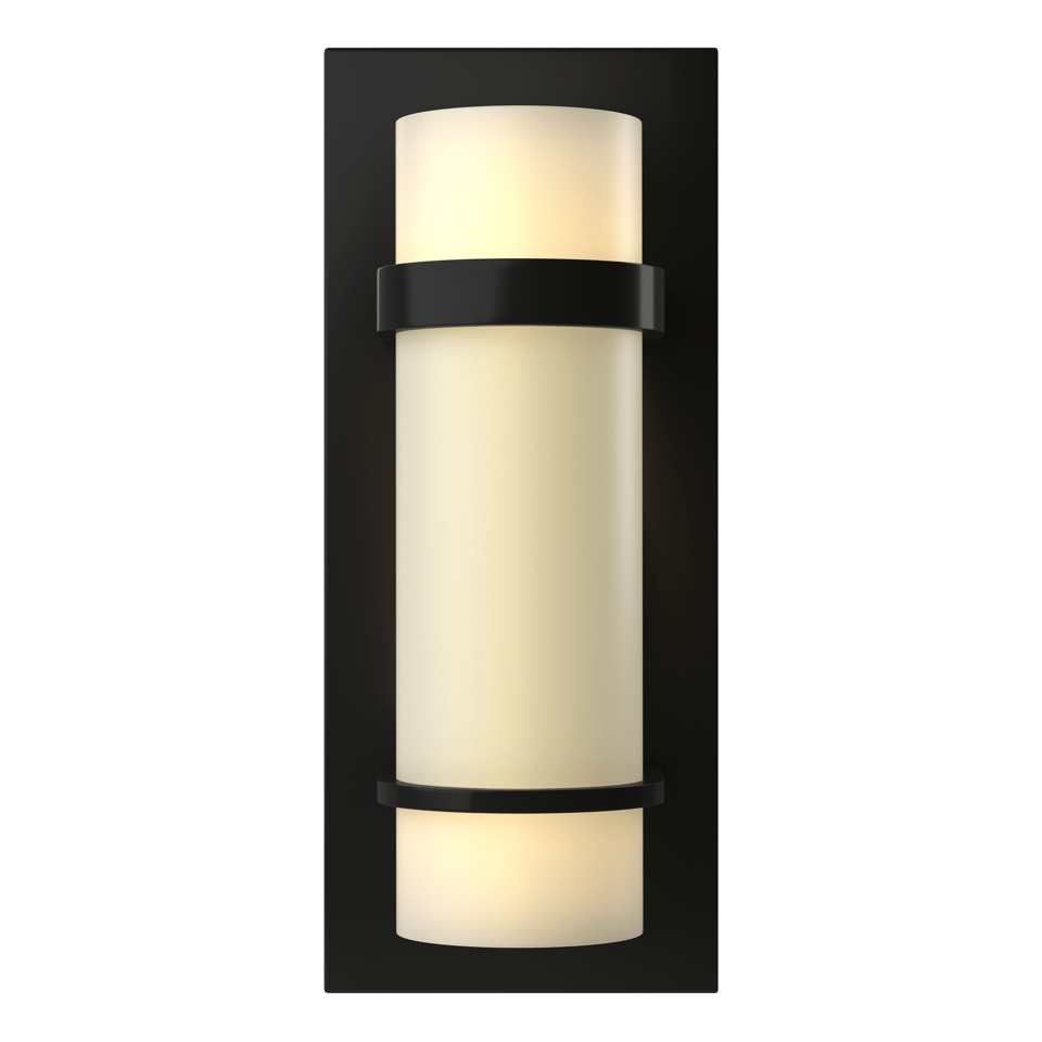 Hubbardton Forge Banded Sconce 100W Max, Opal Glass Shade, Indoor Damp Rated, Elegant Finish Options