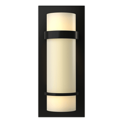 Hubbardton Forge Banded Sconce 100W Max, Opal Glass Shade, Indoor Damp Rated, Elegant Finish Options