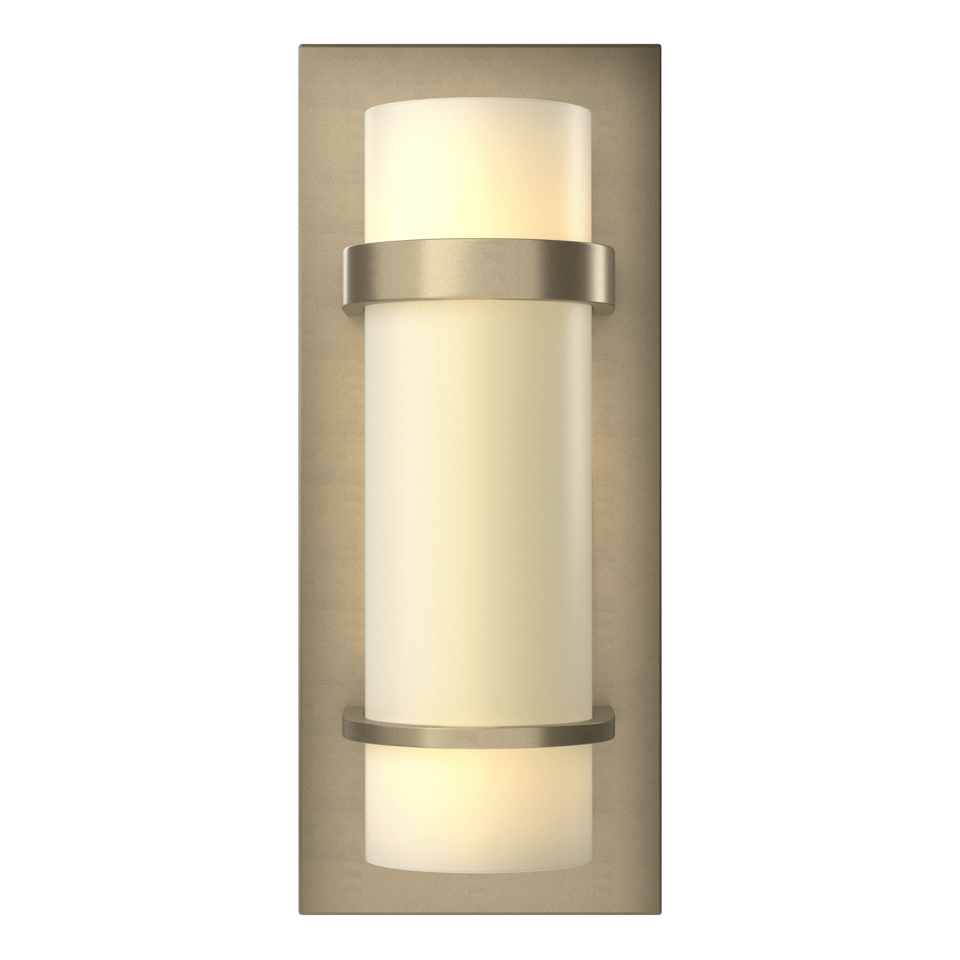 Hubbardton Forge Banded Sconce 100W Max, Opal Glass Shade, Indoor Damp Rated, Elegant Finish Options