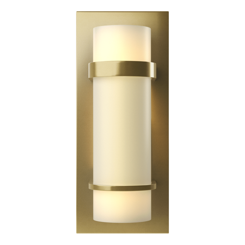 Hubbardton Forge Banded Sconce 100W Max, Opal Glass Shade, Indoor Damp Rated, Elegant Finish Options