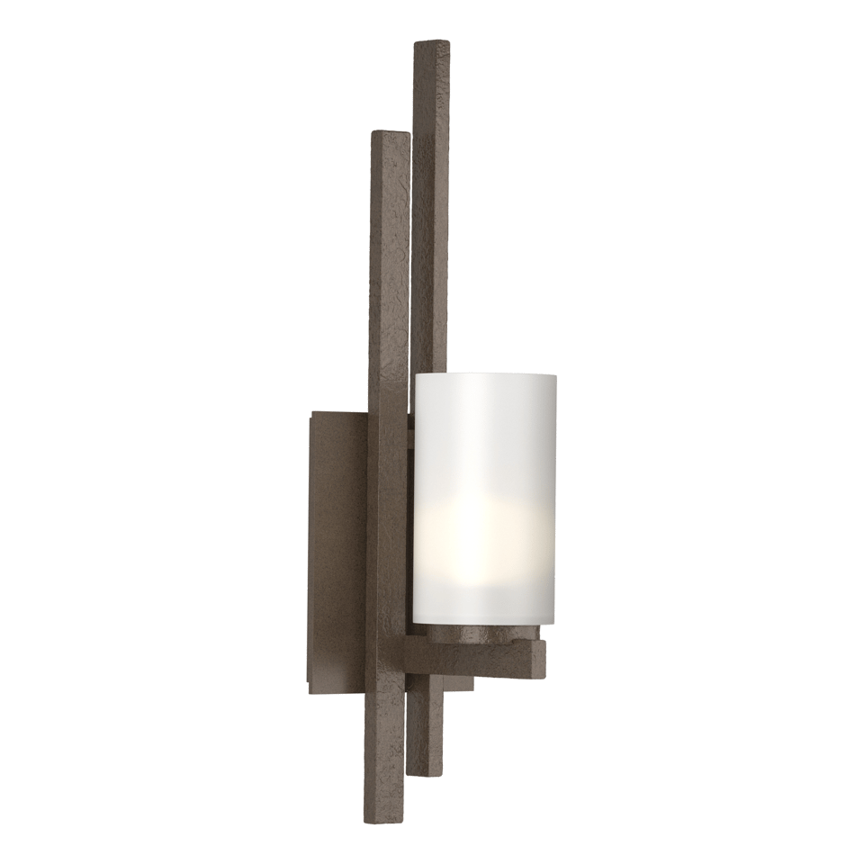 Hubbardton Forge Ondrian 1 Light Wall Sconce, Handcrafted Steel, Dimmable, Opal Glass Shade, 16.7"H