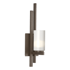 Hubbardton Forge Ondrian 1 Light Wall Sconce, Handcrafted Steel, Dimmable, Opal Glass Shade, 16.7"H