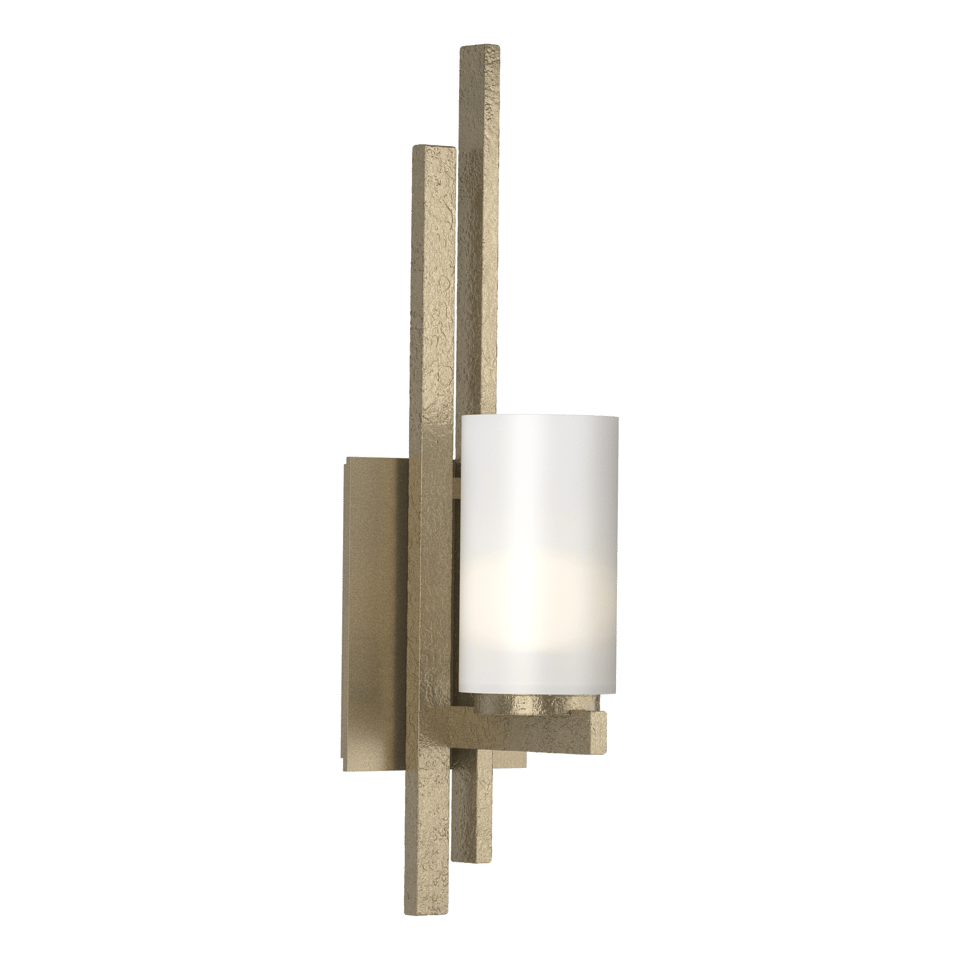 Hubbardton Forge Ondrian 1 Light Wall Sconce, Handcrafted Steel, Dimmable, Opal Glass Shade, 16.7"H