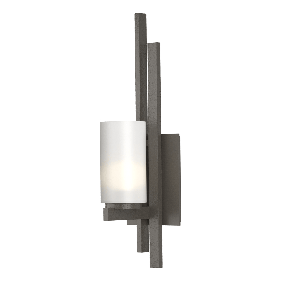 Hubbardton Forge Ondrian 1 Light Wall Sconce, Handcrafted Steel, Dimmable, Opal Glass Shade, 16.7"H