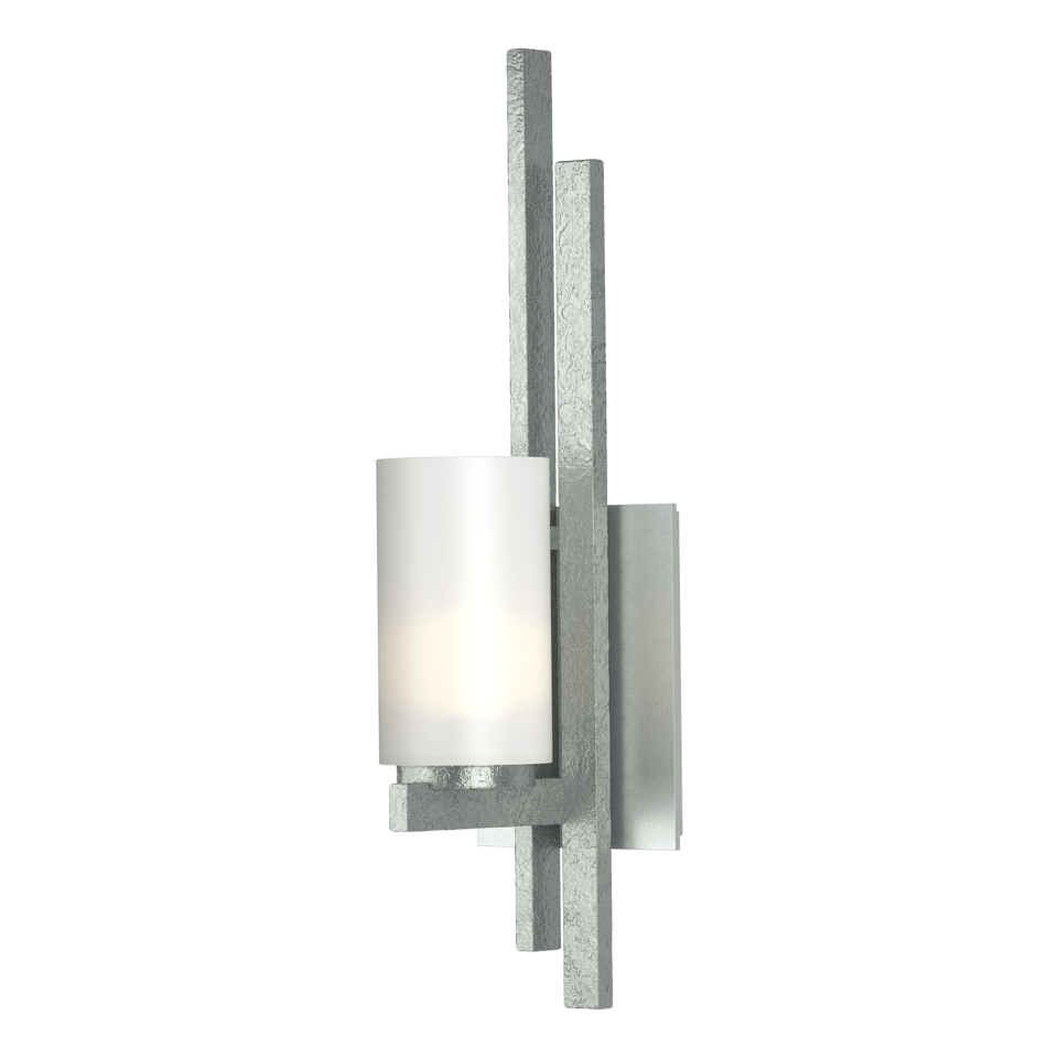 Hubbardton Forge Ondrian 1 Light Wall Sconce, Handcrafted Steel, Dimmable, Opal Glass Shade, 16.7"H