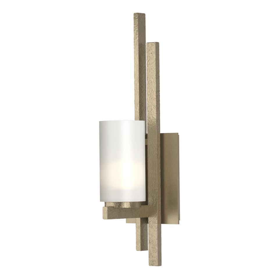 Hubbardton Forge Ondrian 1 Light Wall Sconce, Handcrafted Steel, Dimmable, Opal Glass Shade, 16.7"H