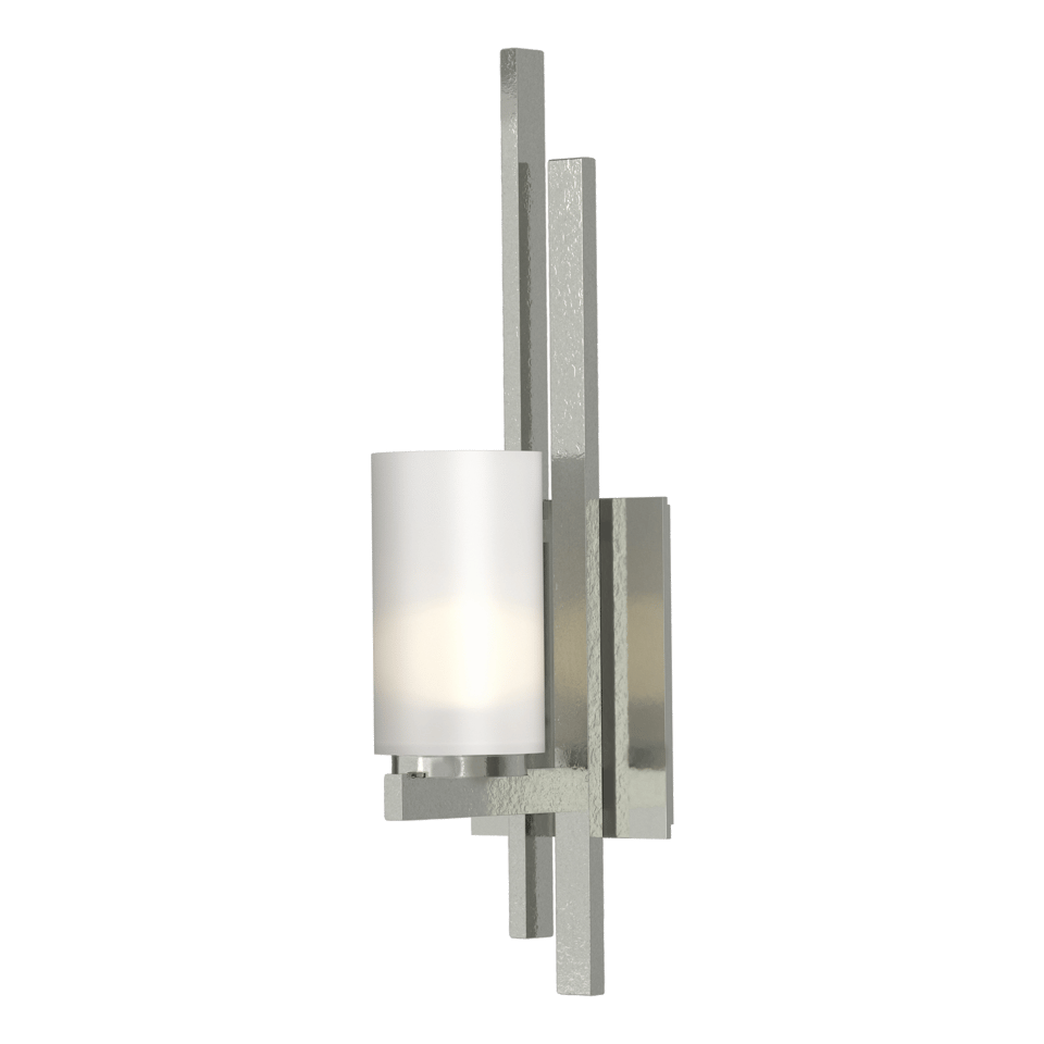 Hubbardton Forge Ondrian 1 Light Wall Sconce, Handcrafted Steel, Dimmable, Opal Glass Shade, 16.7"H