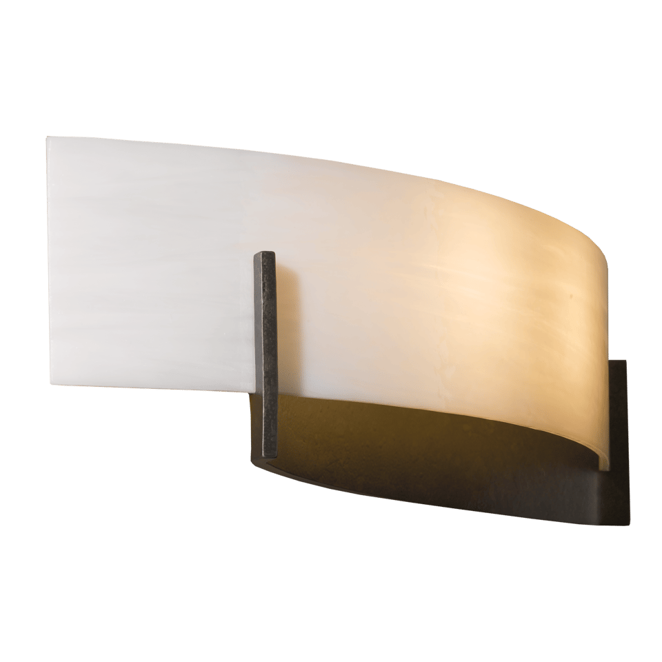 Axis Sconce 206401 by Hubbardton Forge - Handcrafted Steel Arms & Curved Glass Shade, Dimmable