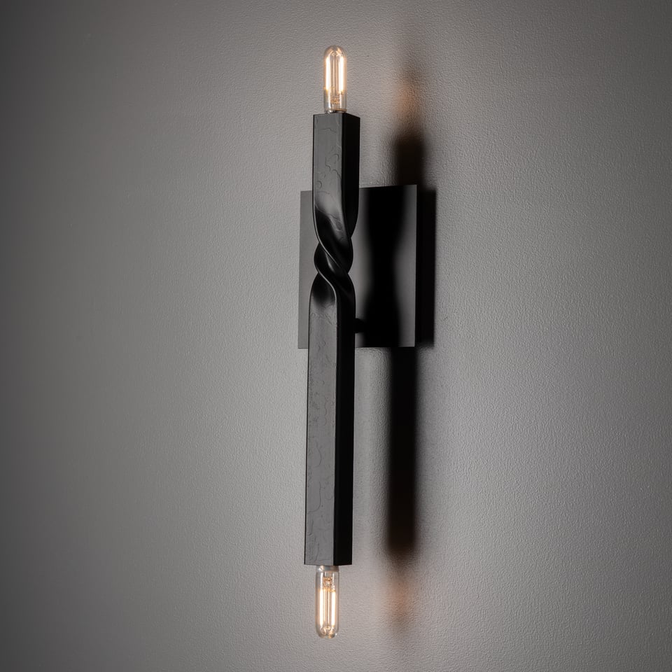 Helix Sconce 2-Bulb Wall Light by Hubbardton Forge - Customizable Finishes, Dimmable, Damp Rated