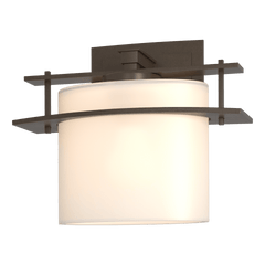 Hubbardton Forge Arc Ellipse 1 Light Sconce, Dimmer Compatible, Hand-Forged Steel, Opal Glass Shade