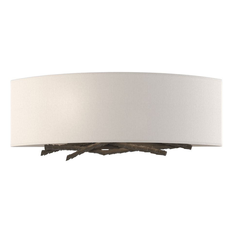 Hubbardton Forge Brindille Sconce 207660 - Handcrafted Nature-Inspired Wall Light with Linen Shade