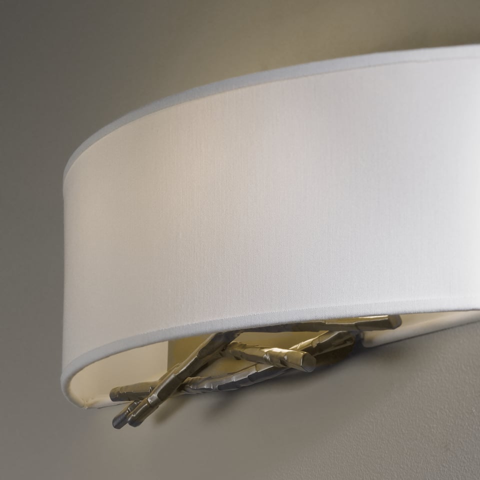 Hubbardton Forge Brindille Sconce 207660 - Handcrafted Nature-Inspired Wall Light with Linen Shade