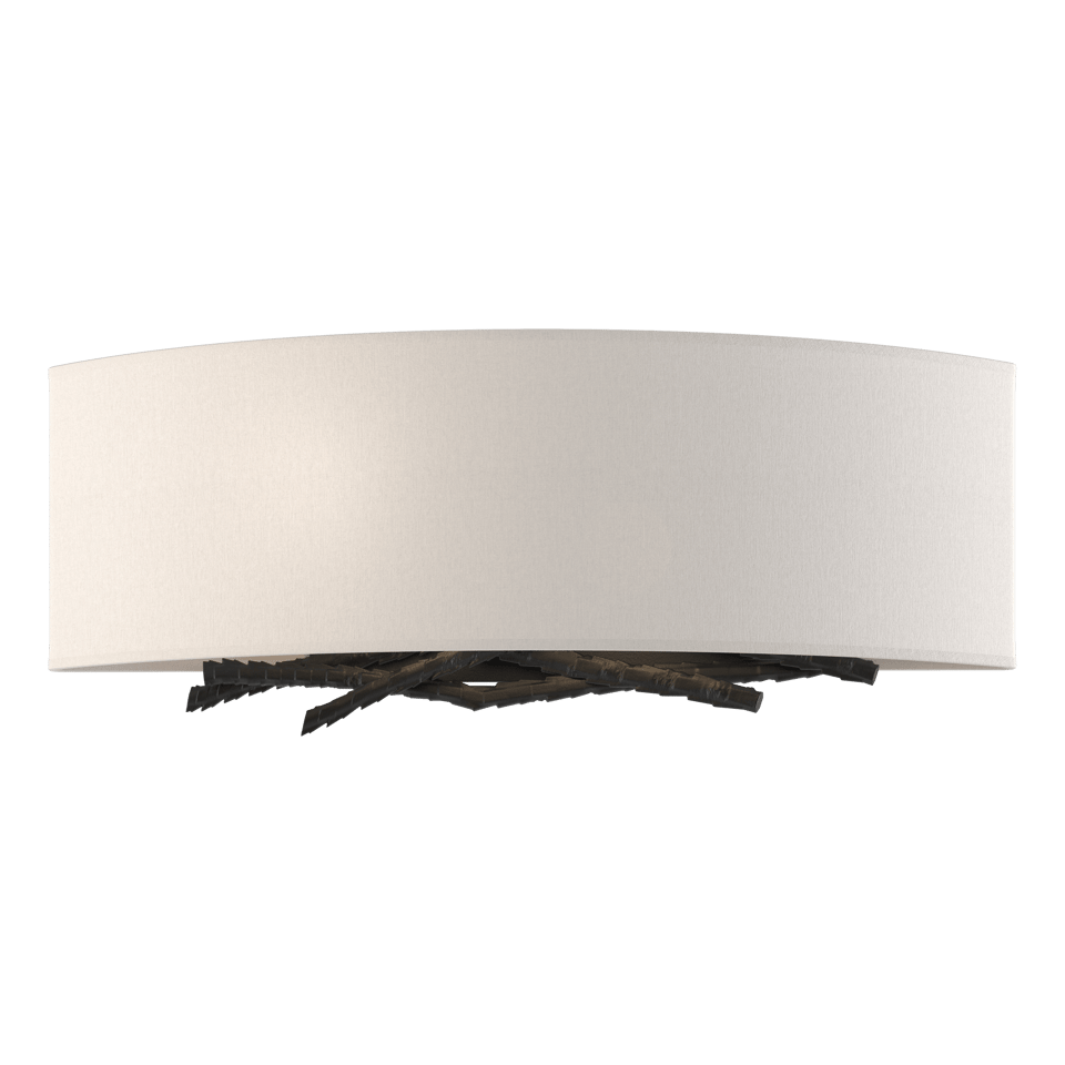 Hubbardton Forge Brindille Sconce 207660 - Handcrafted Nature-Inspired Wall Light with Linen Shade