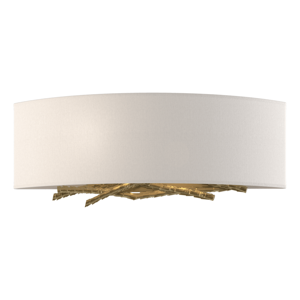 Hubbardton Forge Brindille Sconce 207660 - Handcrafted Nature-Inspired Wall Light with Linen Shade