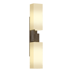 Hubbardton Forge Ondrian 2 Light Wall Sconce with Hand-Hammered Steel and Dimmable Glass Shades