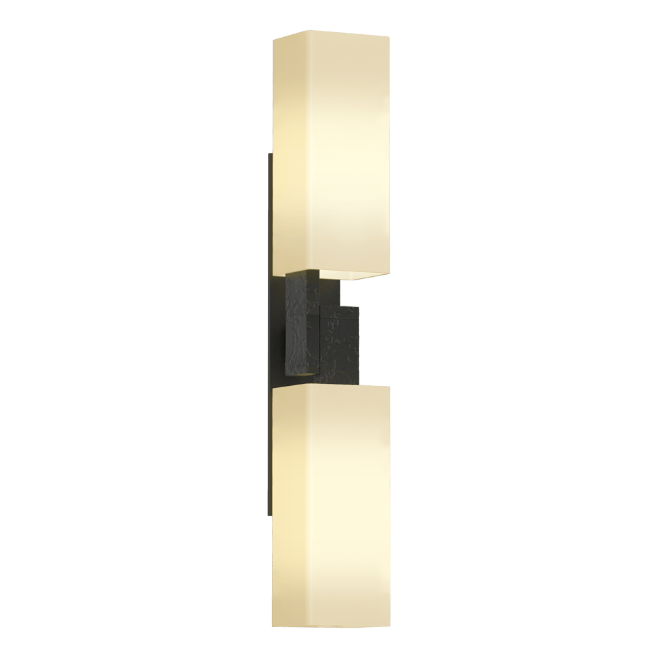 Hubbardton Forge Ondrian 2 Light Wall Sconce with Hand-Hammered Steel and Dimmable Glass Shades