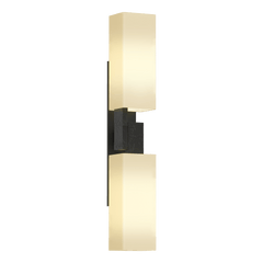 Hubbardton Forge Ondrian 2 Light Wall Sconce with Hand-Hammered Steel and Dimmable Glass Shades