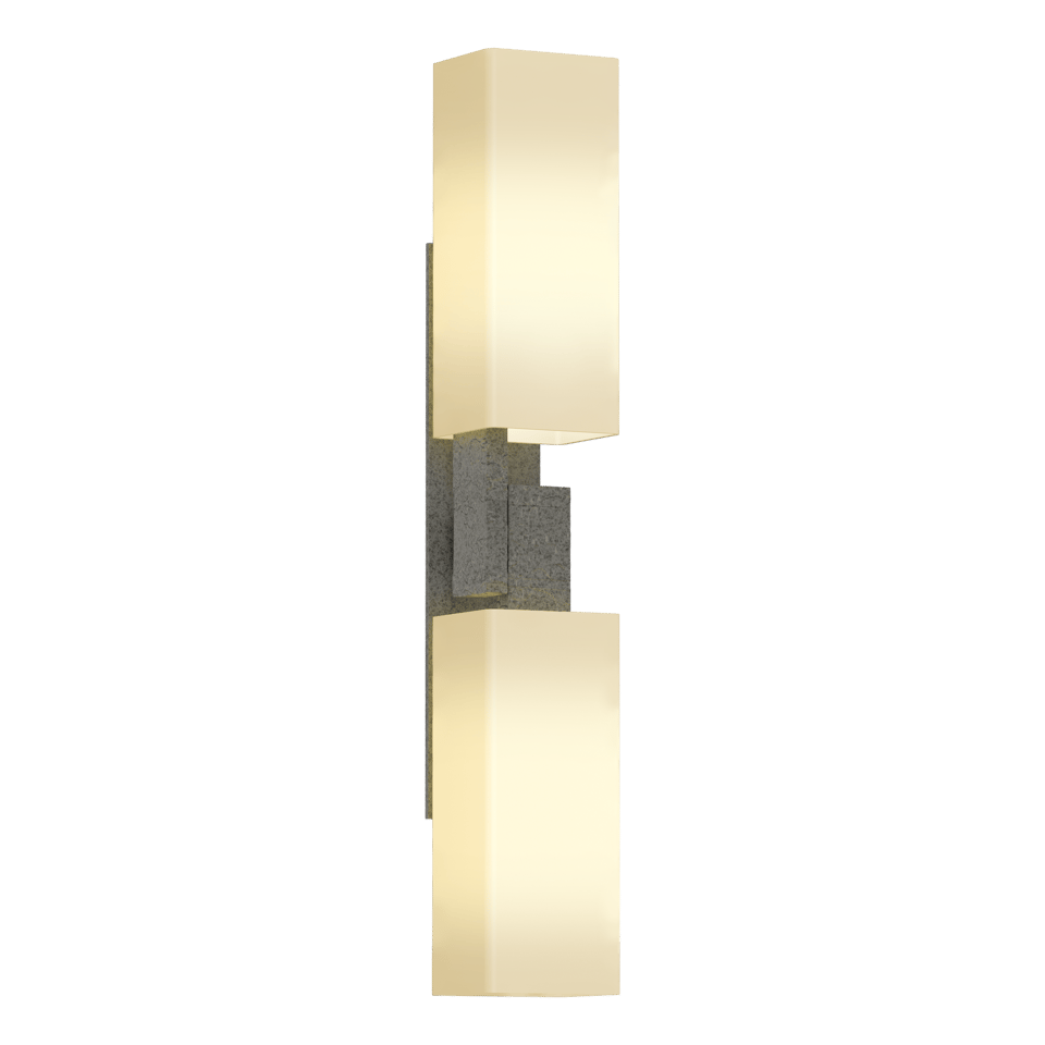 Hubbardton Forge Ondrian 2 Light Wall Sconce with Hand-Hammered Steel and Dimmable Glass Shades