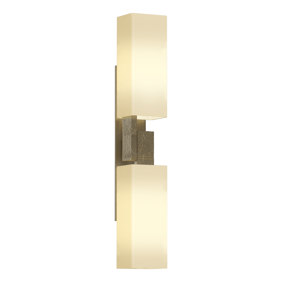 Hubbardton Forge Ondrian 2 Light Wall Sconce with Hand-Hammered Steel and Dimmable Glass Shades