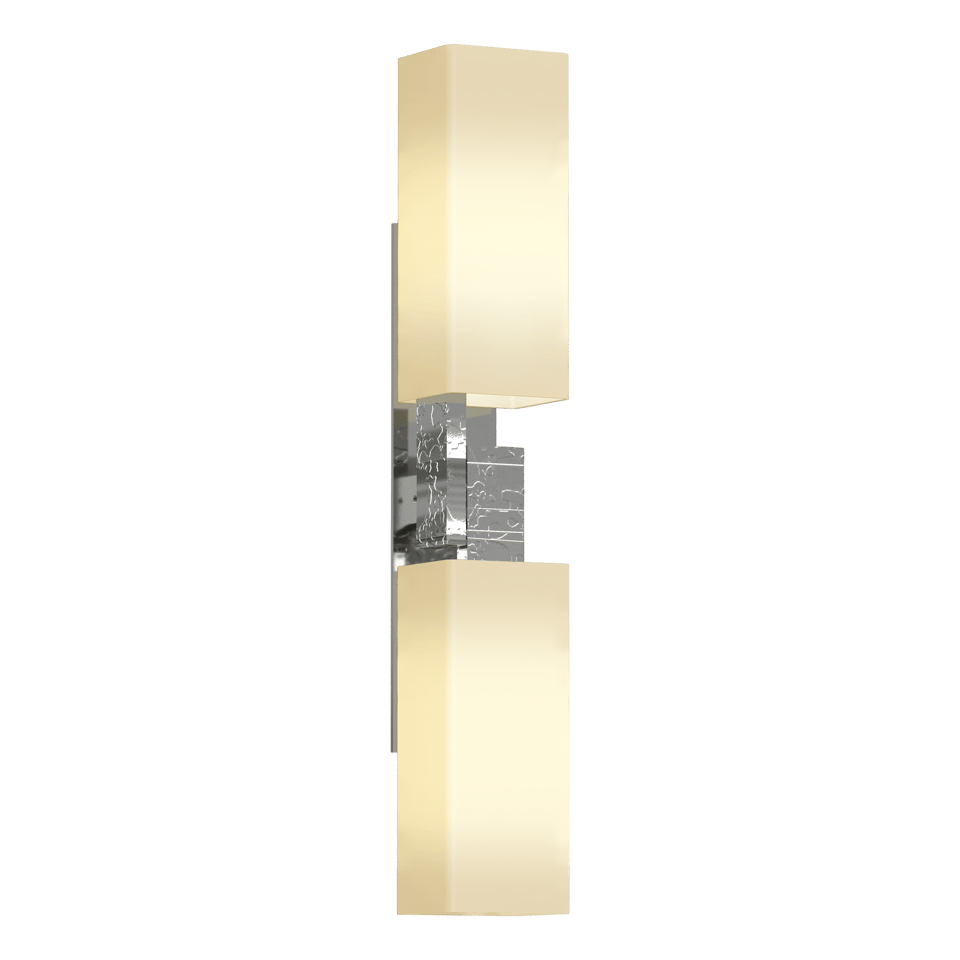 Hubbardton Forge Ondrian 2 Light Wall Sconce with Hand-Hammered Steel and Dimmable Glass Shades