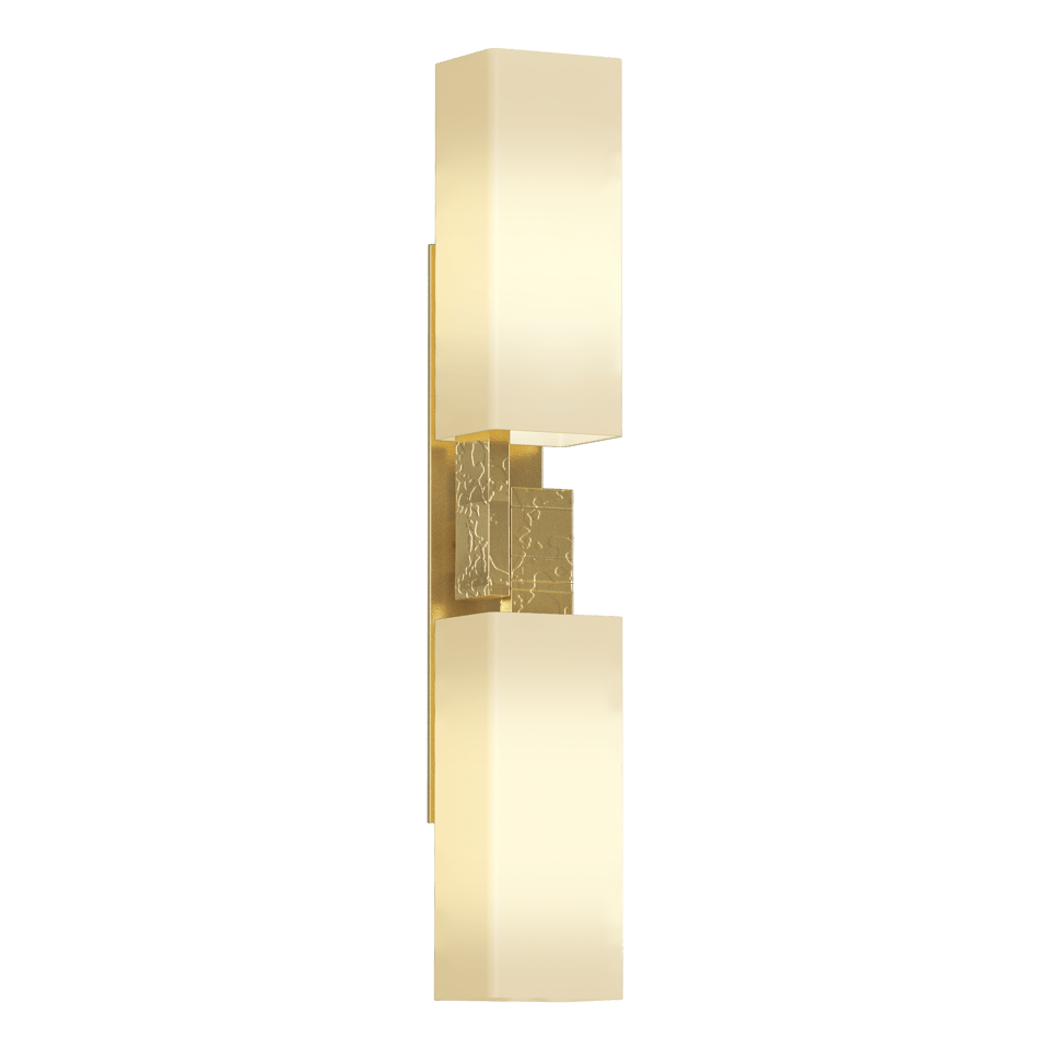 Hubbardton Forge Ondrian 2 Light Wall Sconce with Hand-Hammered Steel and Dimmable Glass Shades