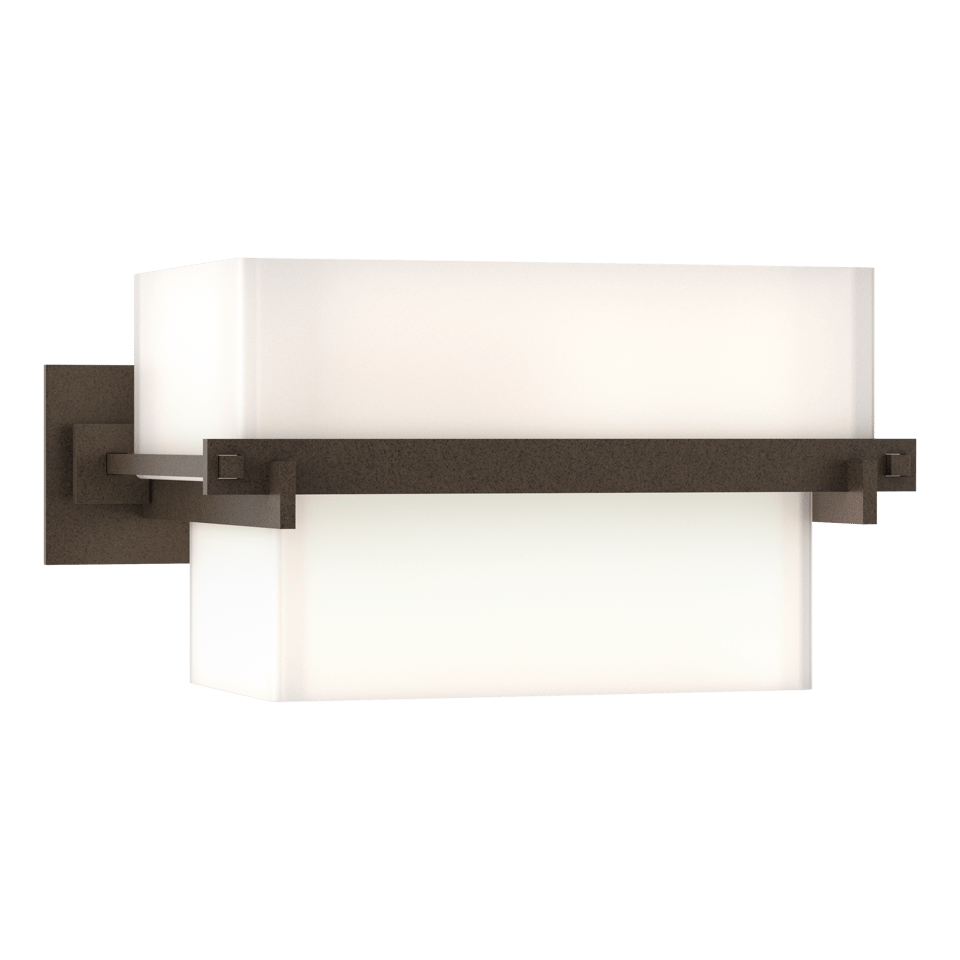 Kakomi 1 Light Sconce by Hubbardton Forge - Hand-Forged Steel, Opal Glass Shade, Dimmable, UL Damp Rated