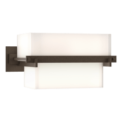 Kakomi 1 Light Sconce by Hubbardton Forge - Hand-Forged Steel, Opal Glass Shade, Dimmable, UL Damp Rated