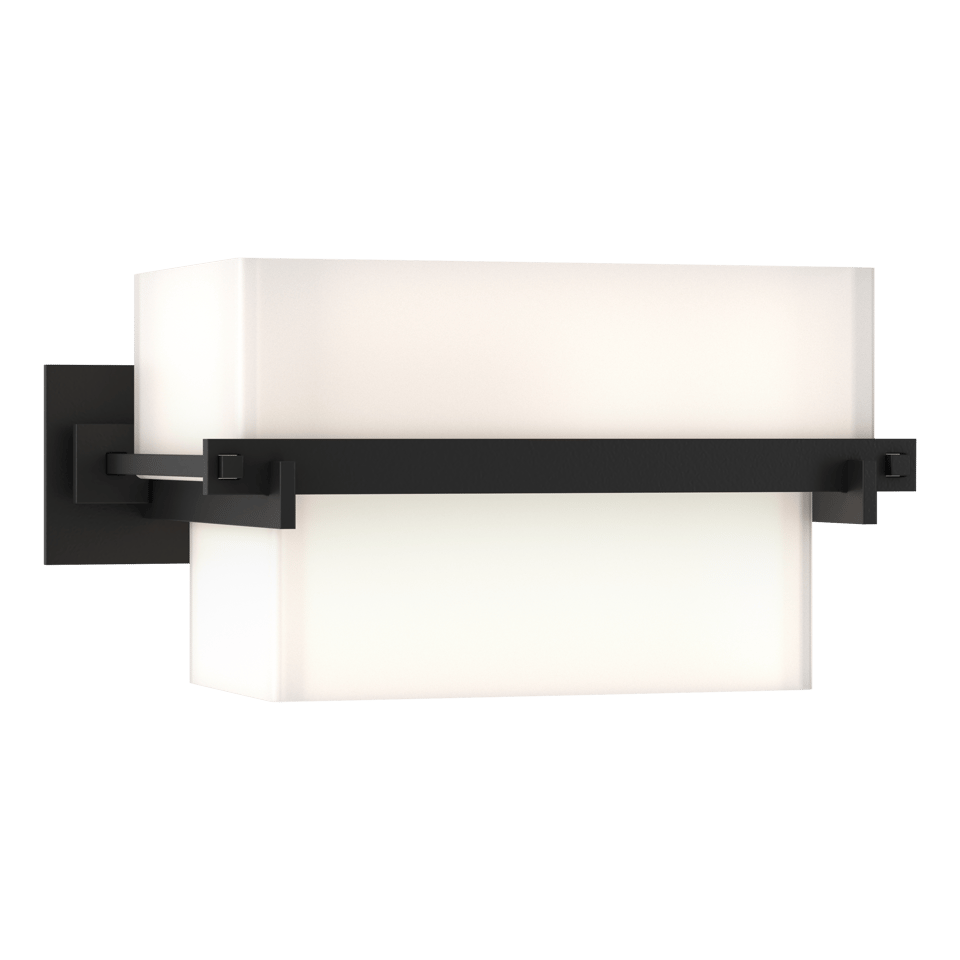 Kakomi 1 Light Sconce by Hubbardton Forge - Hand-Forged Steel, Opal Glass Shade, Dimmable, UL Damp Rated