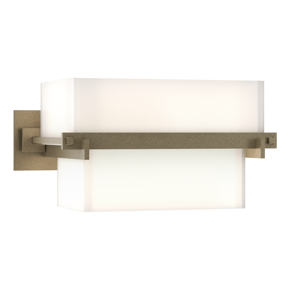 Kakomi 1 Light Sconce by Hubbardton Forge - Hand-Forged Steel, Opal Glass Shade, Dimmable, UL Damp Rated