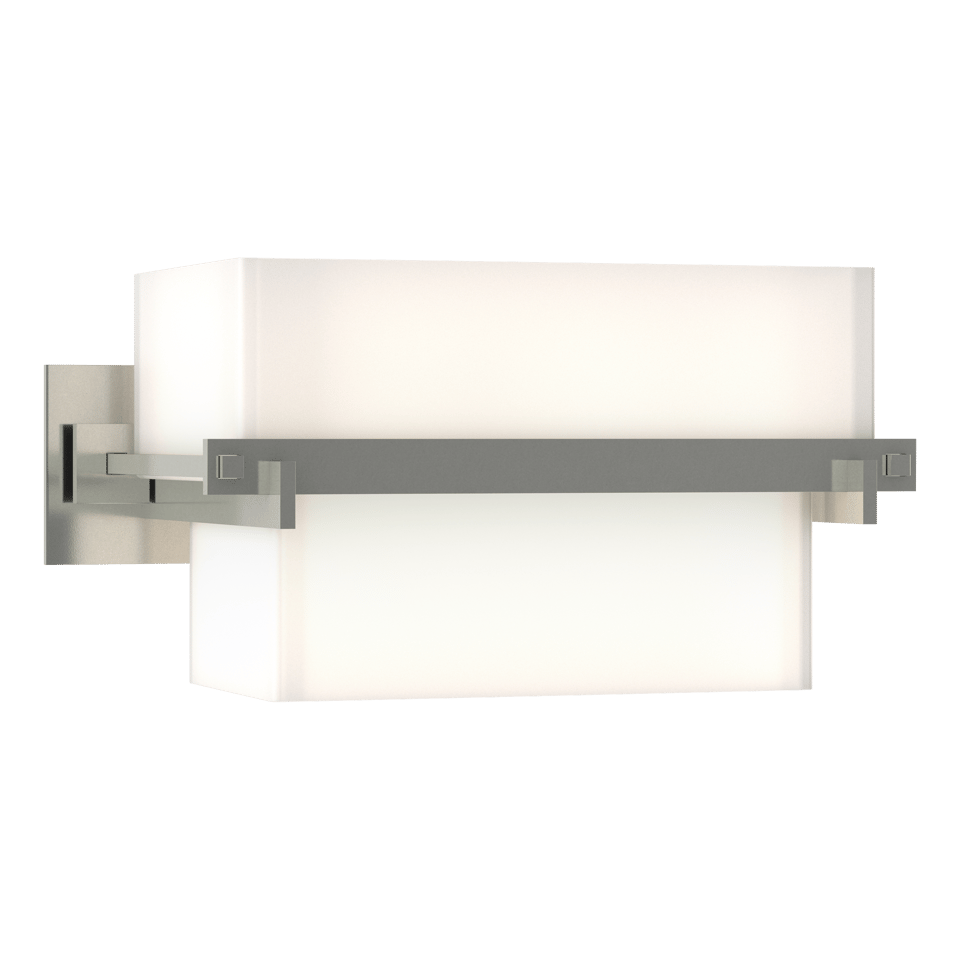 Kakomi 1 Light Sconce by Hubbardton Forge - Hand-Forged Steel, Opal Glass Shade, Dimmable, UL Damp Rated