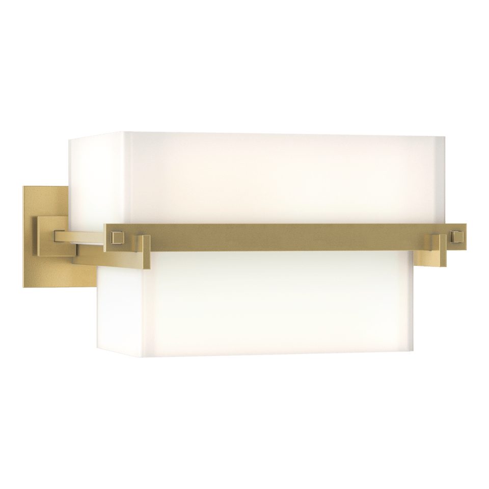 Kakomi 1 Light Sconce by Hubbardton Forge - Hand-Forged Steel, Opal Glass Shade, Dimmable, UL Damp Rated