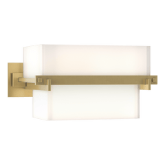 Kakomi 1 Light Sconce by Hubbardton Forge - Hand-Forged Steel, Opal Glass Shade, Dimmable, UL Damp Rated