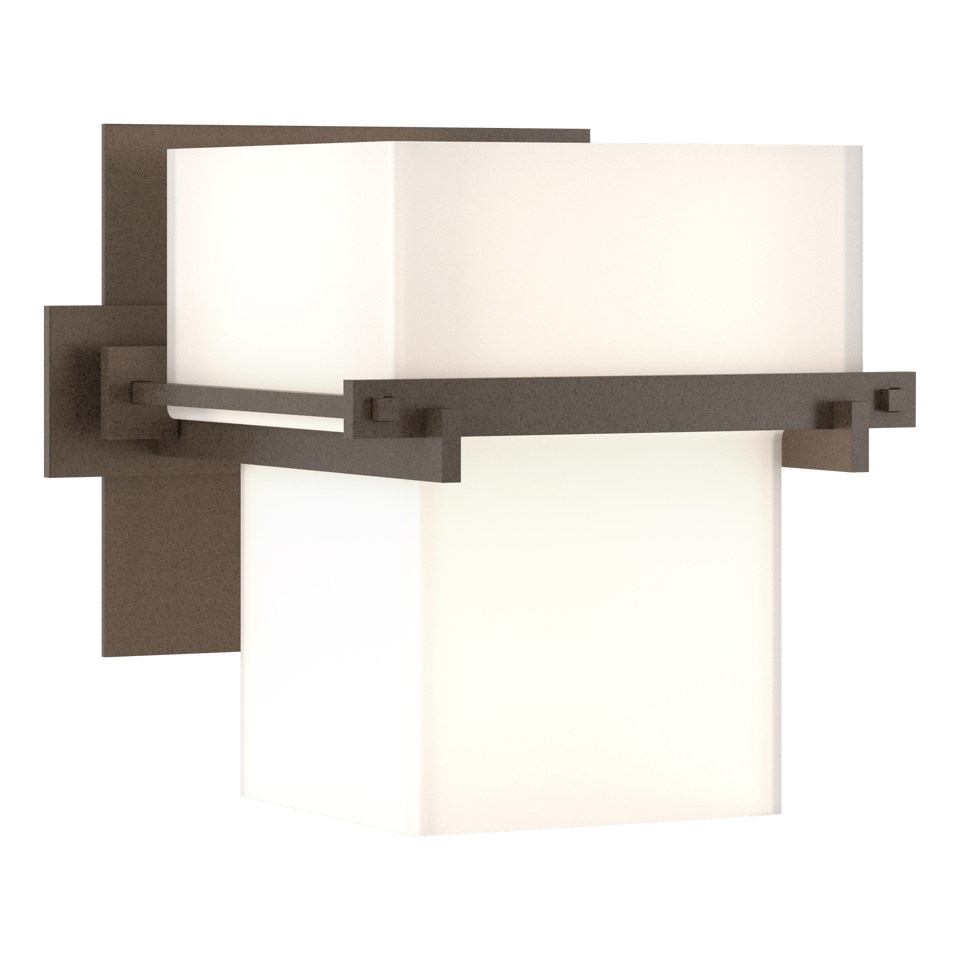 Kakomi 1 Light Sconce by Hubbardton Forge, Hand-Forged Steel, Dimmable, Opal Glass Shade