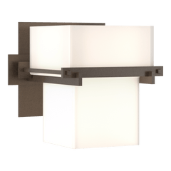 Kakomi 1 Light Sconce by Hubbardton Forge, Hand-Forged Steel, Dimmable, Opal Glass Shade