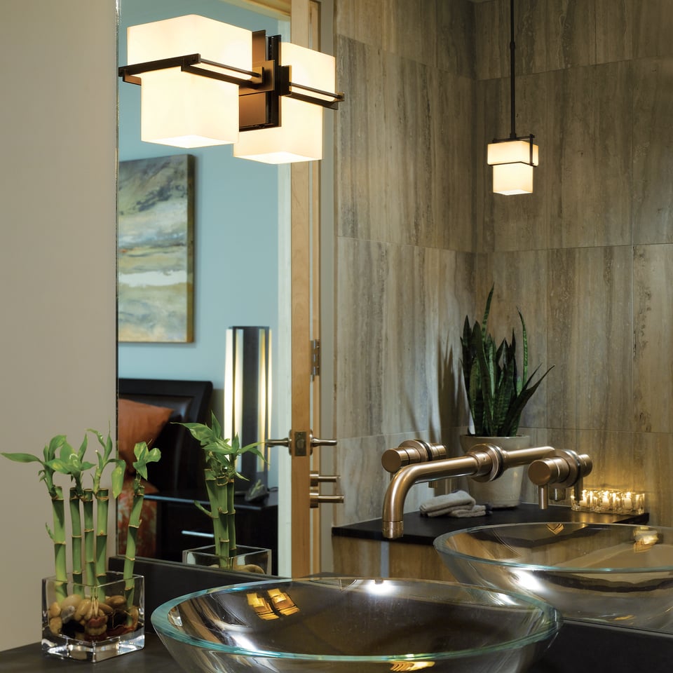 Kakomi 1 Light Sconce by Hubbardton Forge, Hand-Forged Steel, Dimmable, Opal Glass Shade