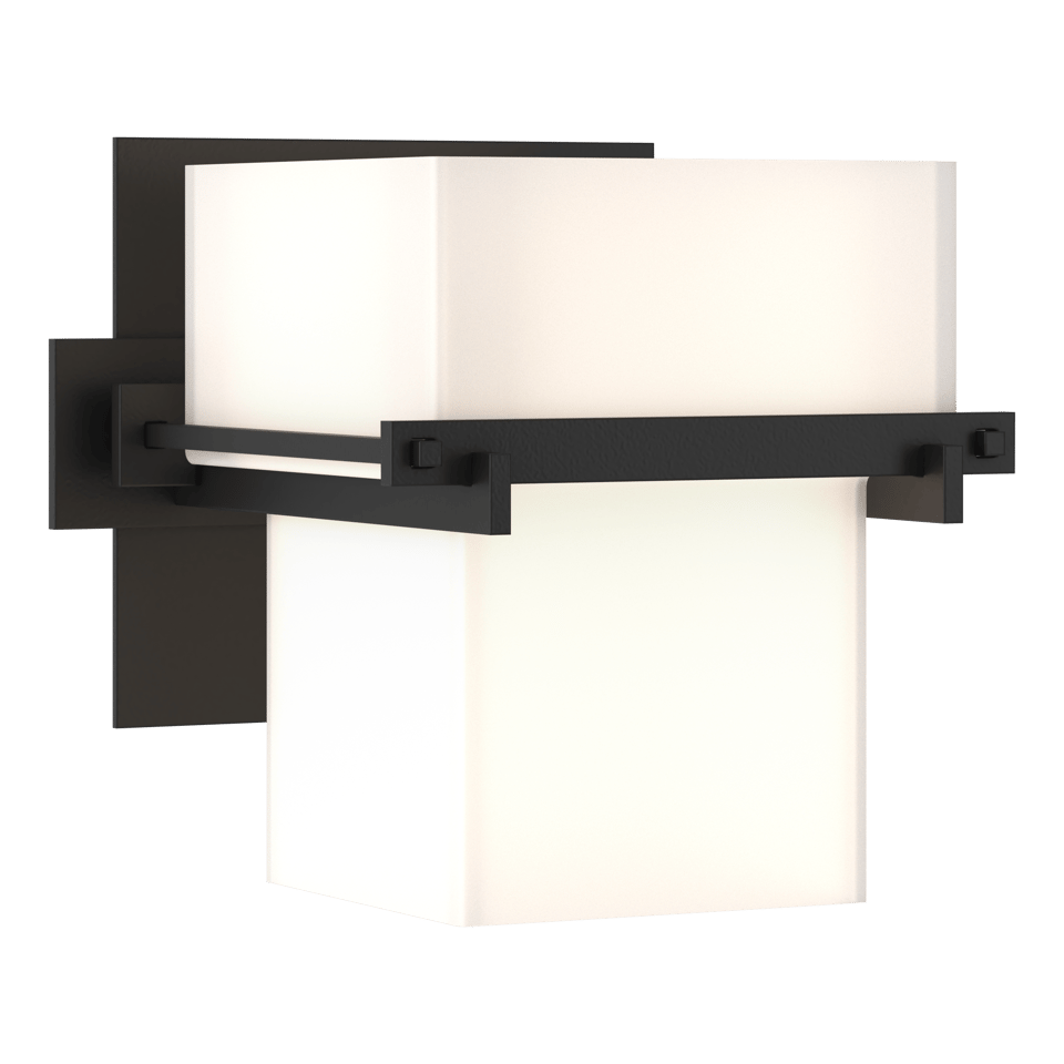 Kakomi 1 Light Sconce by Hubbardton Forge, Hand-Forged Steel, Dimmable, Opal Glass Shade