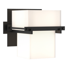 Kakomi 1 Light Sconce by Hubbardton Forge, Hand-Forged Steel, Dimmable, Opal Glass Shade