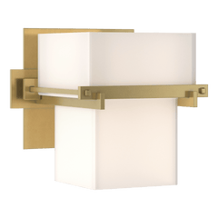 Kakomi 1 Light Sconce by Hubbardton Forge, Hand-Forged Steel, Dimmable, Opal Glass Shade