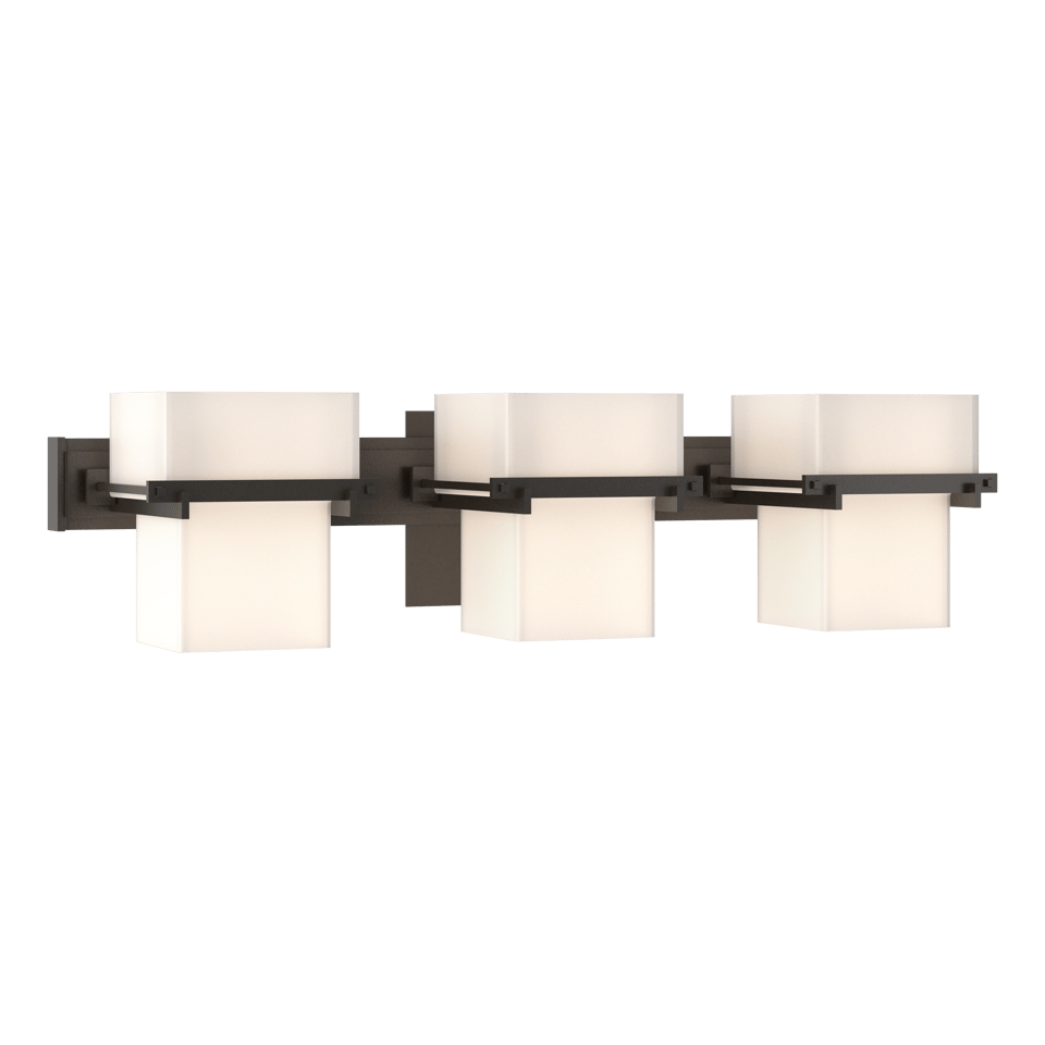 Hubbardton Forge Kakomi 3-Light Sconce - Hand-Forged Steel, Opal Glass, Dimmable, Modern Design