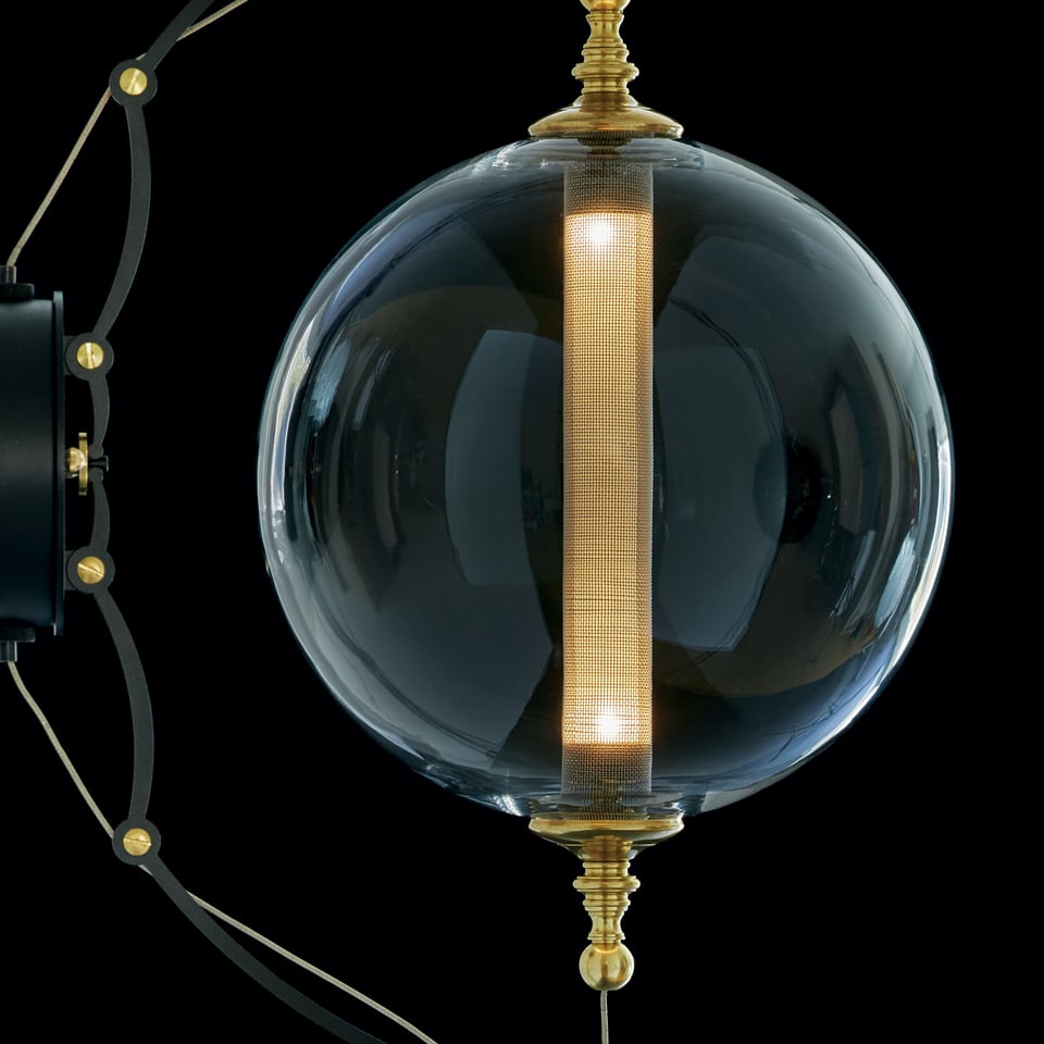 Otto Sphere Sconce by Hubbardton Forge – Modern Brass & Glass Wall Light with Dimmer Capability