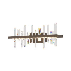 Solitude LED Sconce by Hubbardton Forge with Dimmable 3000K Warm Light & Crystal Towers, 10.6"H x 26"W