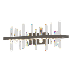 Solitude LED Sconce by Hubbardton Forge with Dimmable 3000K Warm Light & Crystal Towers, 10.6"H x 26"W