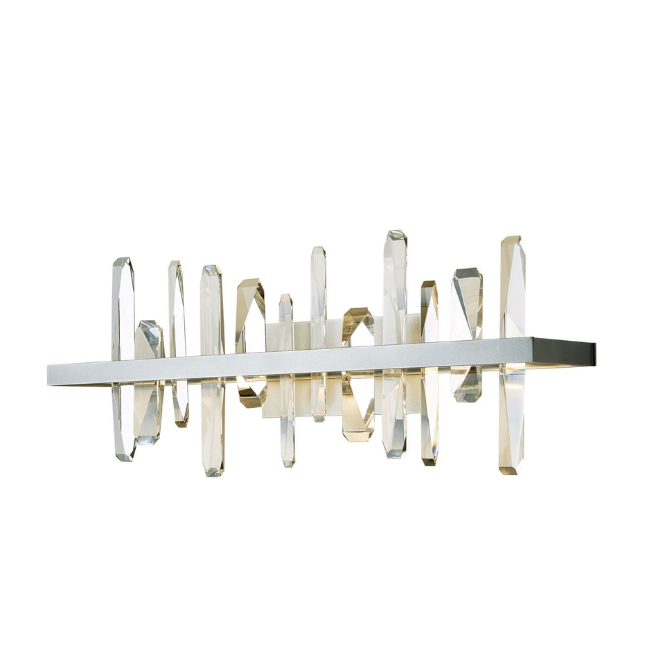 Solitude LED Sconce by Hubbardton Forge with Dimmable 3000K Warm Light & Crystal Towers, 10.6"H x 26"W