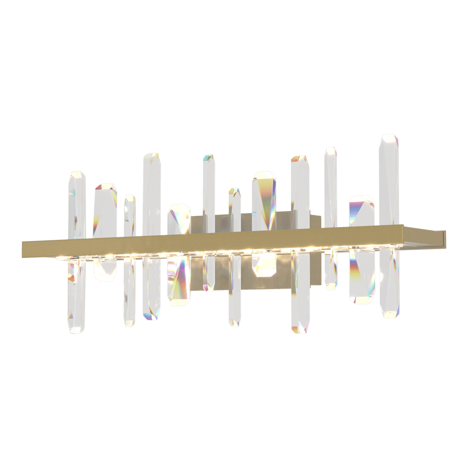 Solitude LED Sconce by Hubbardton Forge with Dimmable 3000K Warm Light & Crystal Towers, 10.6"H x 26"W