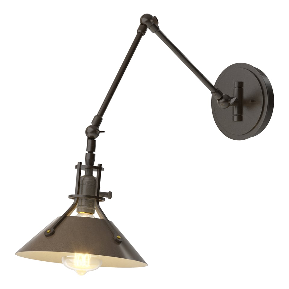 Hubbardton Forge Henry Sconce 15.1"H x 9.2"W Modern Brass Industrial Handcrafted Lighting