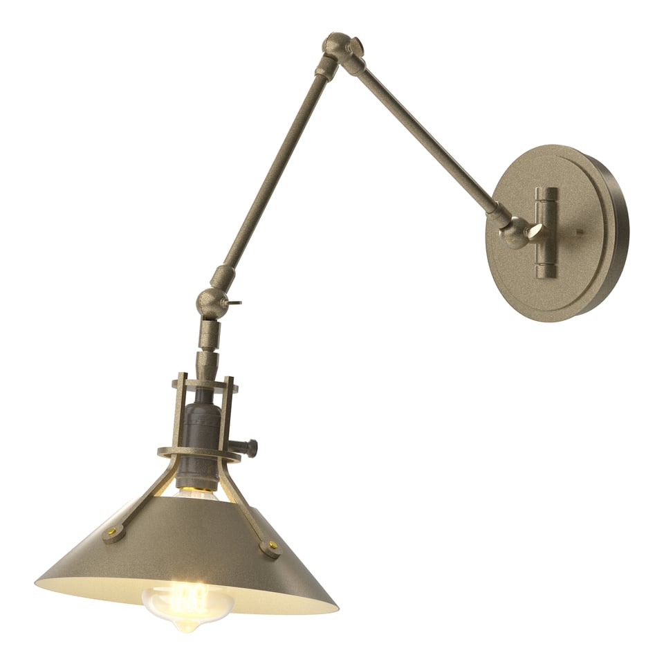 Hubbardton Forge Henry Sconce 15.1"H x 9.2"W Modern Brass Industrial Handcrafted Lighting